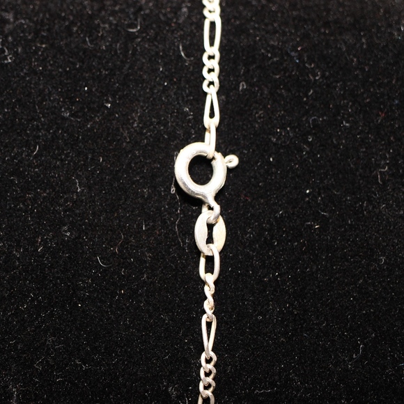 Sterling Silver 925 - Jadeite Figaro Link Bracelet - Picture 4 of 6